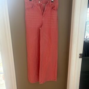 SHEIN Pink Flare Wide Leg Jeans